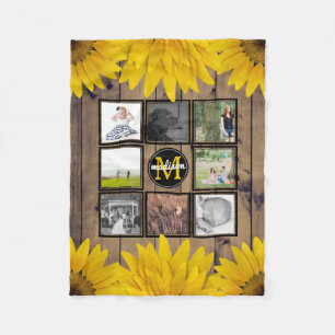 Couverture Polaire Tournesols rustiques de famille de collage fait