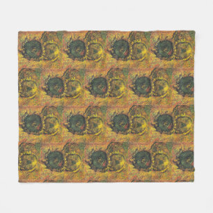 Couverture Polaire Tournures de soleil de Van Gogh - Art floral doré