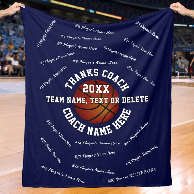 Couverture Polaire Tous les joueurs Noms des entraîneurs sur les cade (Basketball Blankets, are, good gifts for basketball coaches. Basketball senior night ideas.)