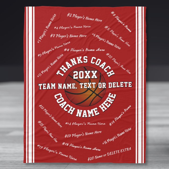 Couverture Polaire Tous les noms des joueurs, Cadeau pour entraîneur  (Good gifts for basketball coaches. Basketball Coach blanket. Personalized Basketball Coach Gifts. )