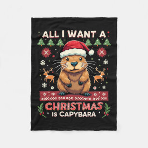 Couverture Polaire Tout Ce Que Je Veux Un Noël Est Capybara Christmas