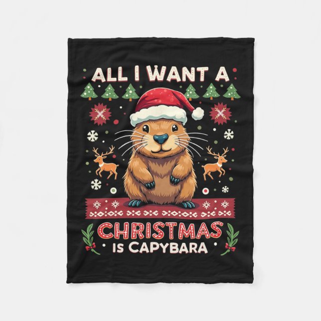 Couverture Polaire Tout Ce Que Je Veux Un Noël Est Capybara Christmas (Devant)
