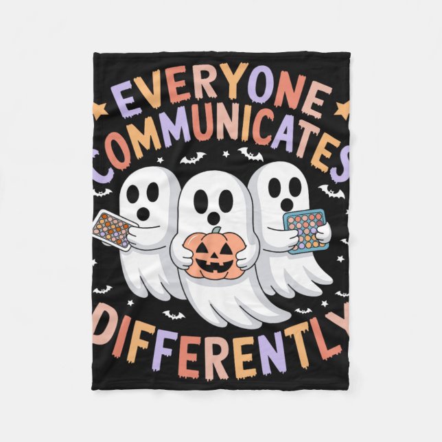 Couverture Polaire Tout le monde communique différemment Halloween Au (Devant)