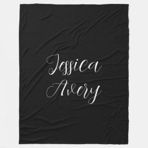 Couverture Polaire Tout nom Élégant script blanc modifiable sur noi