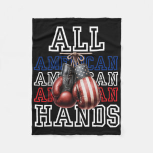 Couverture Polaire Toutes les mains américaines Usa Drapeau Boxe Gant