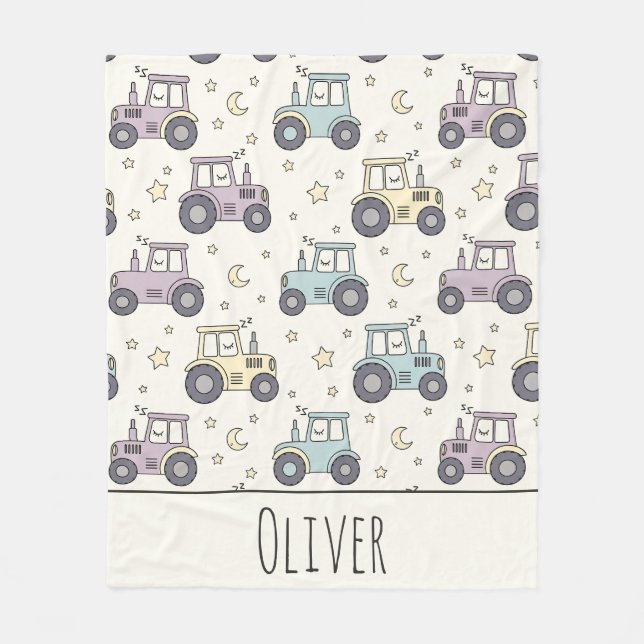 Couverture Polaire Tracteur mignon pastel endormi (Devant)