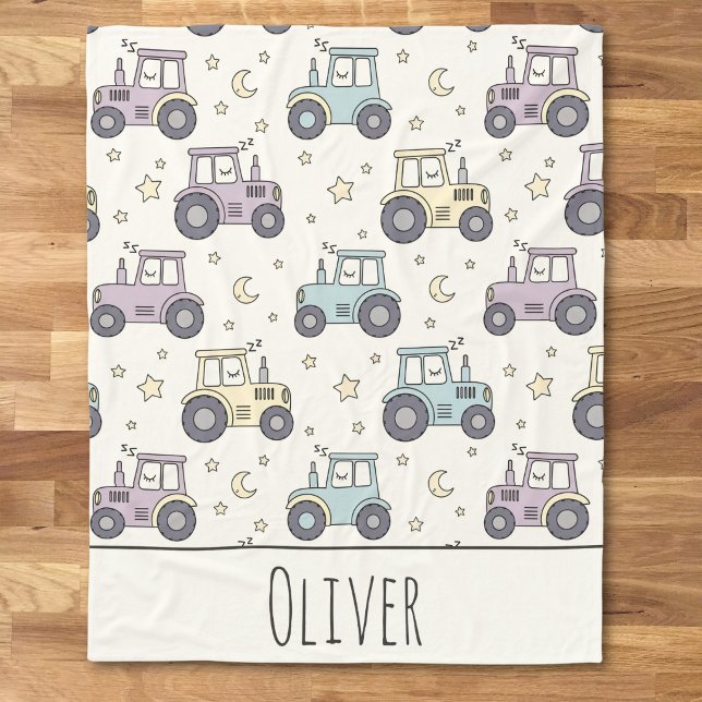 Couverture Polaire Tracteur mignon pastel endormi (Créateur téléchargé)