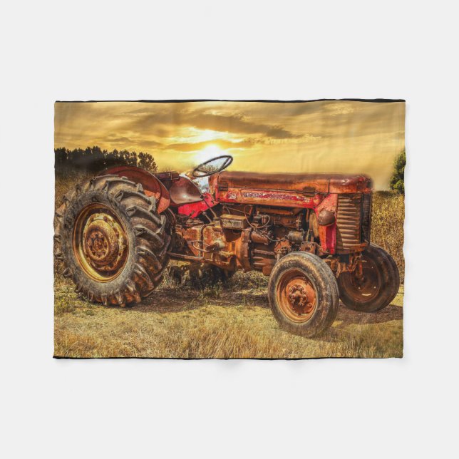 Couverture Polaire Tracteur vintage Red Farm (Devant (Horizontal))