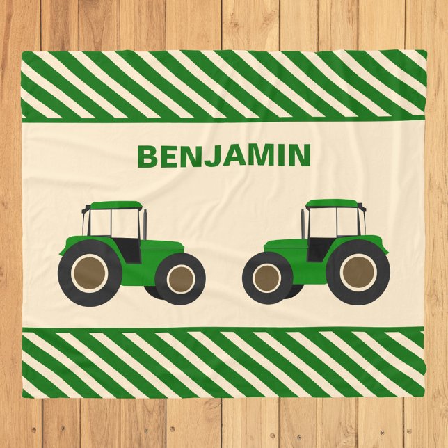 Couverture Polaire Tracteurs de ferme verts pour enfants (Créateur téléchargé)