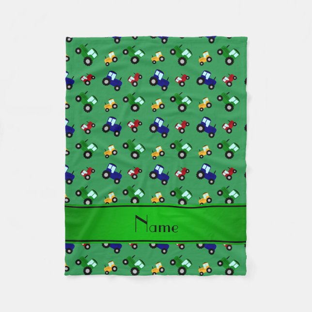 Couverture Polaire Tracteurs verts nommés personnalisés (Devant)