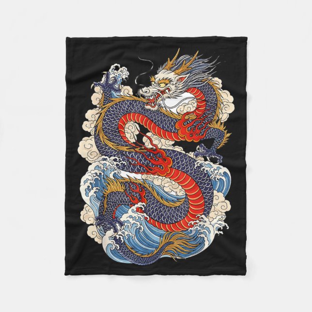 Couverture Polaire Traditional Chinese Dragon East Asia Dragon Ukiyoe (Devant)