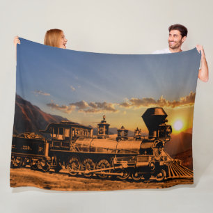 Couverture Polaire Train à vapeur vintage à Sunset Locomotive CPRR 22