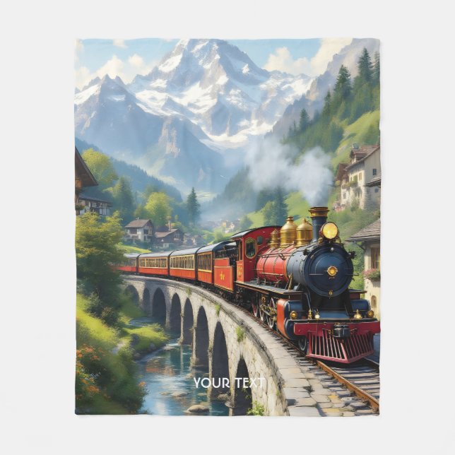 Couverture Polaire Train antique Imaginaire Crimson (Devant)