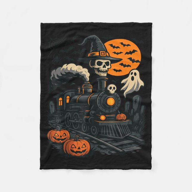 Couverture Polaire Train drôle d'Halloween Citrouille Amoureux de tra (Devant)