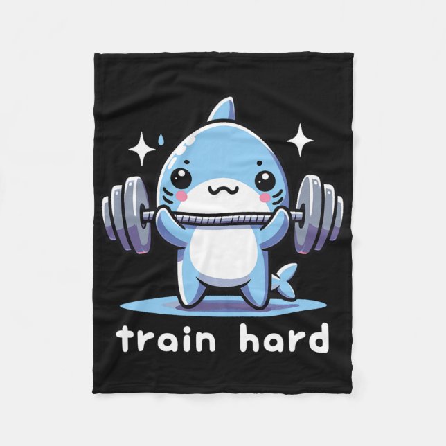 Couverture Polaire Train Hard Funny Shark Lifting Weights Dumbbells G (Devant)