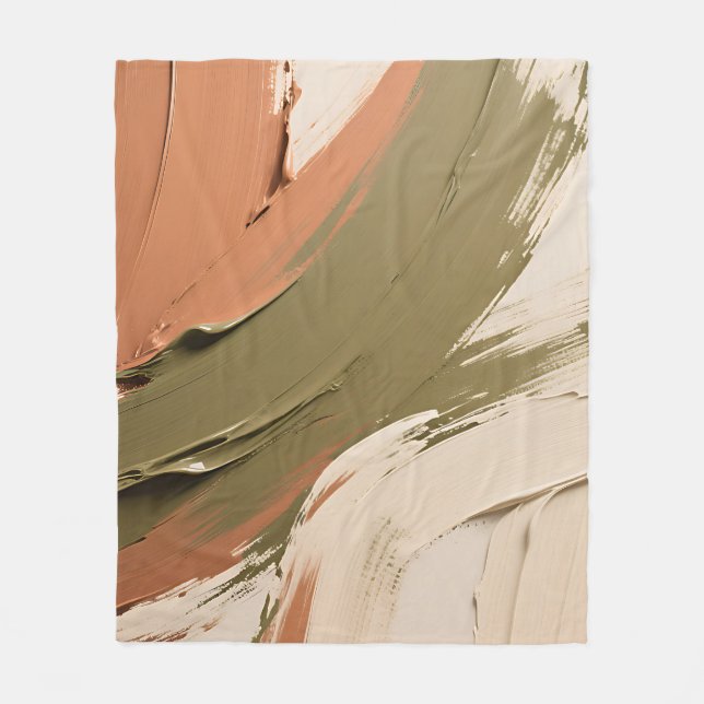 Couverture Polaire Traits de peinture abstraits Tons terre neutres (Devant)