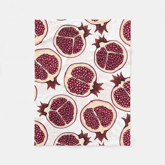 Couverture Polaire Tranches de grenade sur blanc (Devant)