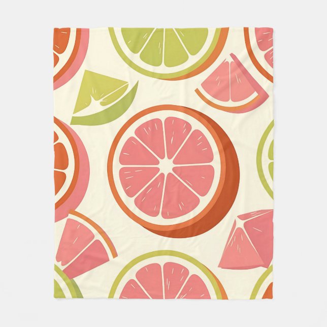 Couverture Polaire Tranches de pamplemousse orange citron vert vibran (Devant)