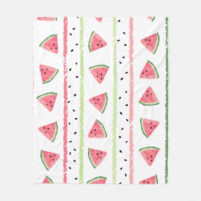 Couverture Polaire Tranches de pastèque : Aquarelle rayée sans fil (Devant)