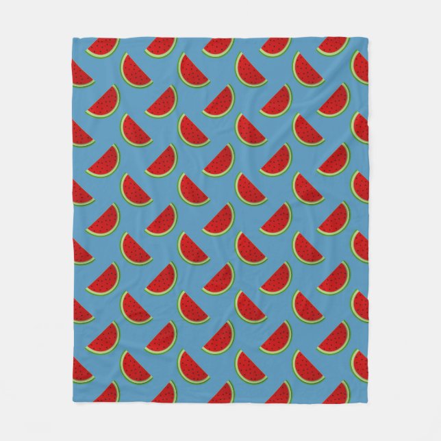Couverture Polaire Tranches de pastèque sur un fond bleu vif (Devant)