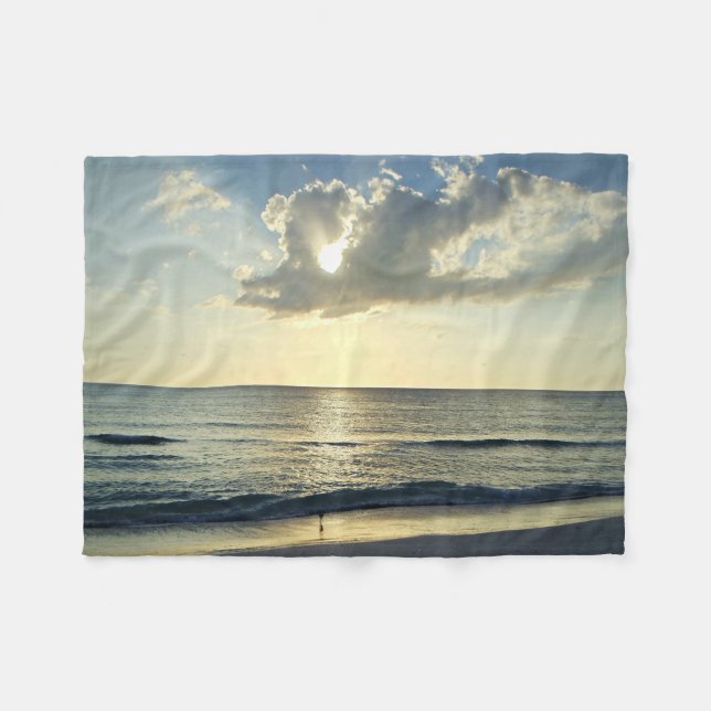 Couverture Polaire Tranquillité de l'aube sur le rivage (Devant (Horizontal))