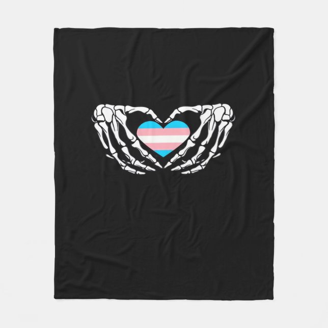 Couverture Polaire Trans Pride Skeleton Halloween Transgenre Goth He (Devant)