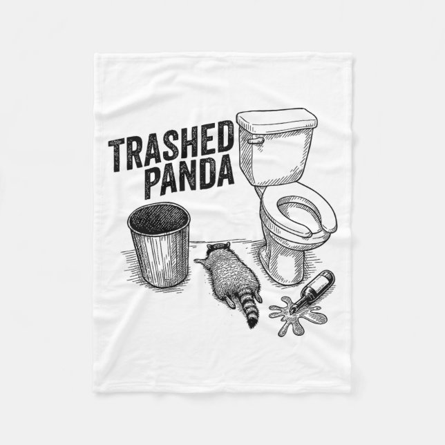 Couverture Polaire Trashed Panda, Funny Drunk Raccoon, Trash Panda Hu (Devant)