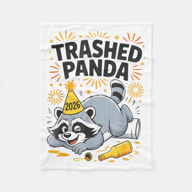 Couverture Polaire Trashed Panda New Year 2026 Funny Drunk Raccoon  (Devant)