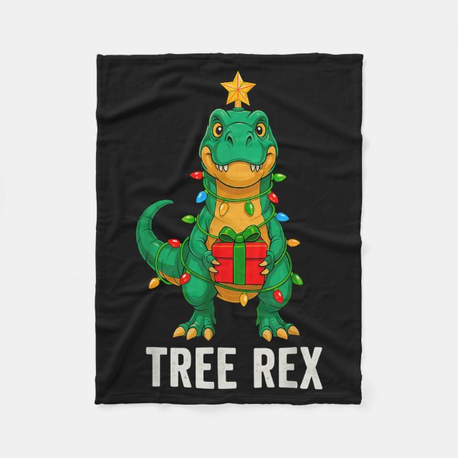 Couverture Polaire Tree Rex Drôle de dinosaure de Noël  (Devant)