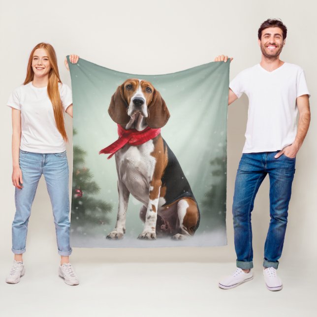Couverture Polaire Treeing Walker Coonhound chien dans la neige Noël (En situation)