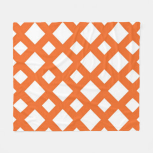 Couverture Polaire treillis orange en blanc