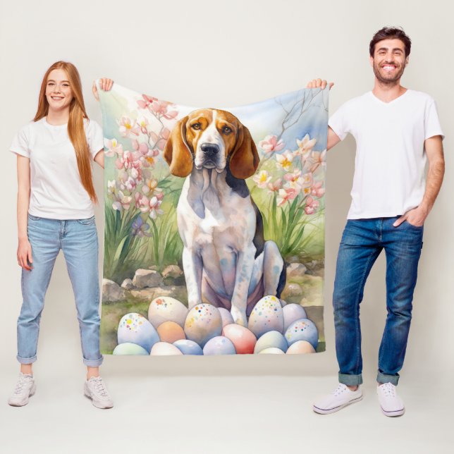 Couverture Polaire Trek Walker Coonhound avec les oeufs de Pâques vac (En situation)