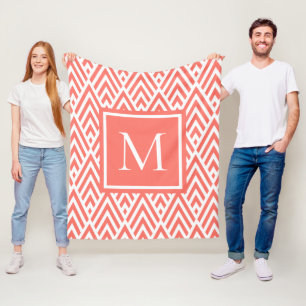 Couverture Polaire Trendy Coral Flèche Diamond Motif Avec Monogramme