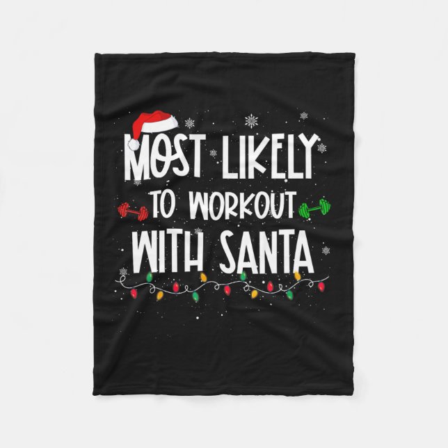 Couverture Polaire Très probable entraînement avec père Noël fun noël (Devant)