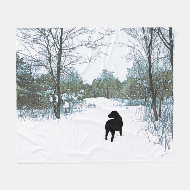Couverture Polaire Trésors - Black Dog Art - Black Lab (Devant (Horizontal))