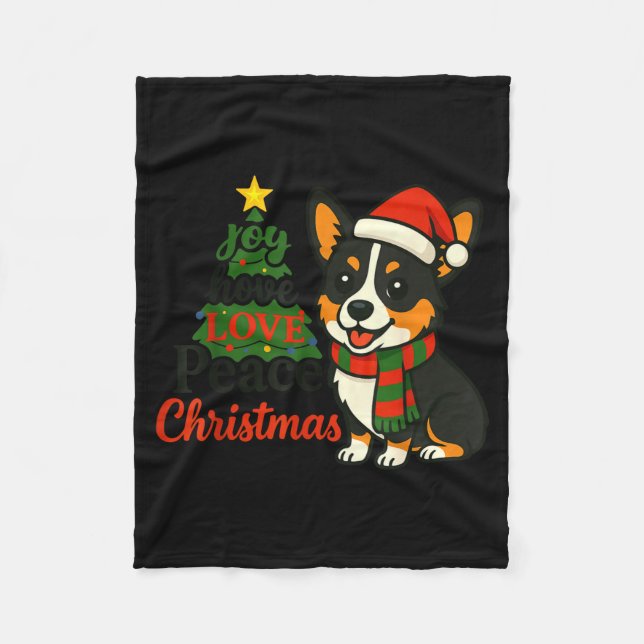 Couverture Polaire Tri Color Corgi Costume Pjs Joy Hope Love Peace Ch (Devant)