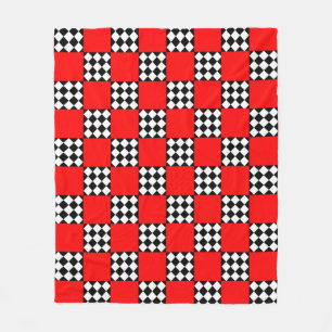 Couverture Polaire Triangle de Carré géométrique noir rouge