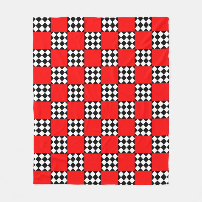 Couverture Polaire Triangle de Carré géométrique noir rouge (Devant)