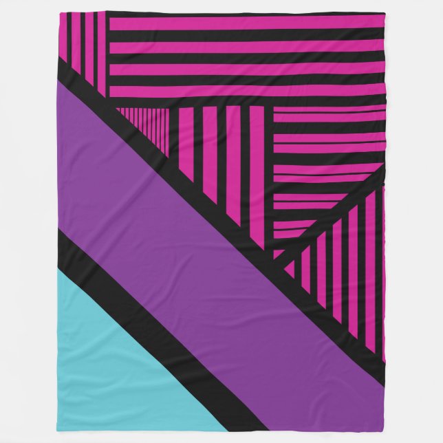Couverture Polaire Triangle - rose, pourpre, bleu et noir (Devant)