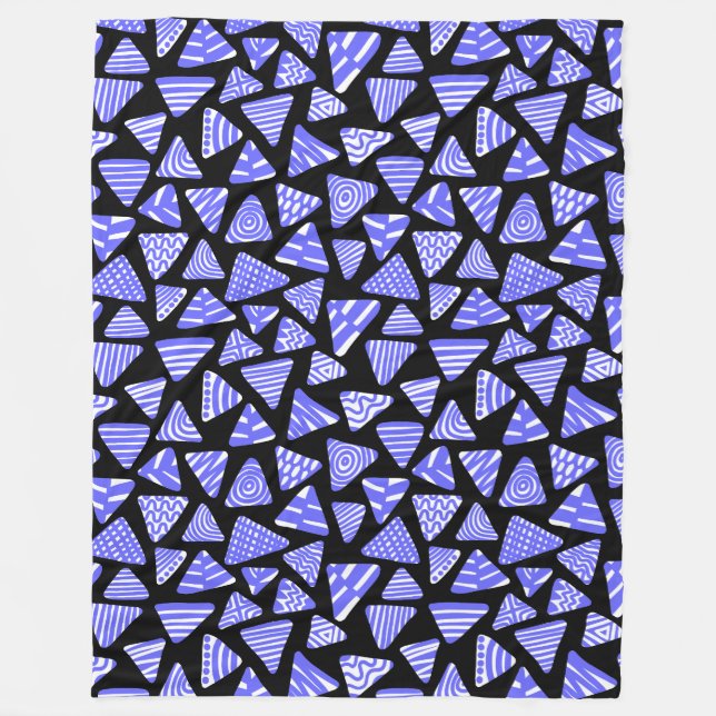 Couverture Polaire Triangles 240121 - Bleu Électrique et Blanc sur No (Devant)