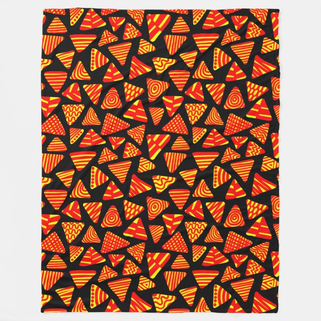 Couverture Polaire Triangles 240121 - Rouge et Jaune sur Noir (Devant)