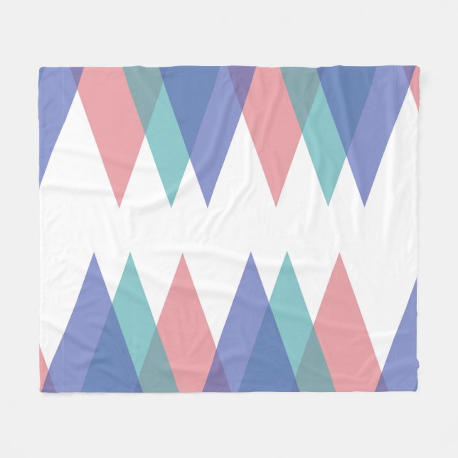 Couverture Polaire Triangles bleu et corail (Devant (Horizontal))