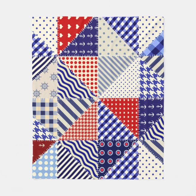Couverture Polaire Triangles De Patchwork Rétro Style Nautique (Devant)