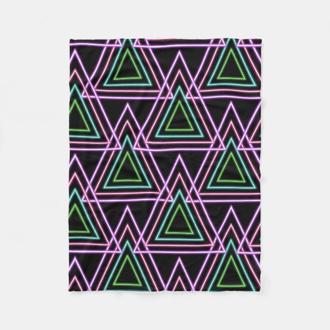 Couverture Polaire Triangles géométriques néon rétro des années 80 co (Devant)