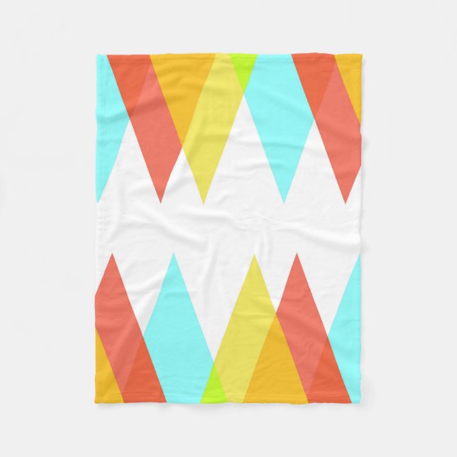 Couverture Polaire Triangles jaunes, rouges et bleus cadets (Devant)