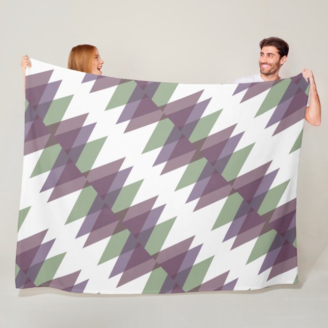 Couverture Polaire Triangles mauve et vert (En situation)