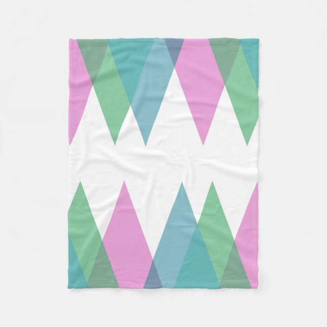 Couverture Polaire Triangles rose et vert (Devant)
