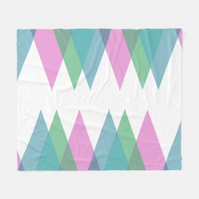 Couverture Polaire Triangles rose et vert (Devant (Horizontal))