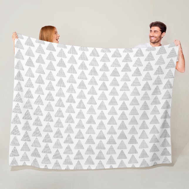 Couverture Polaire Triangles Tartan Gris (En situation)