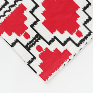 Couverture Polaire Tribal aztèque d'Ikat - rouge, noir et blanc